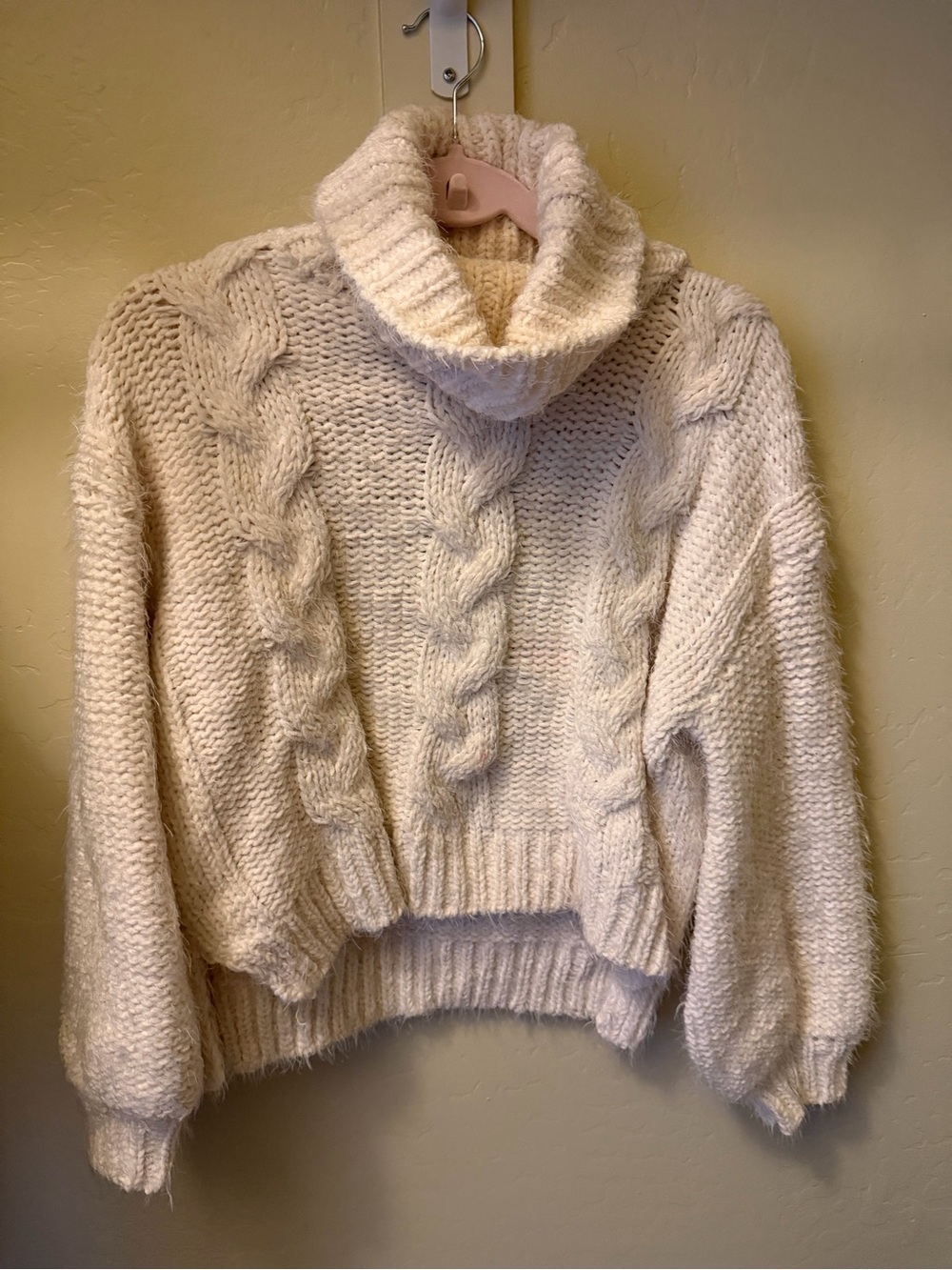 Sage Cream Cable Turtleneck Sweater